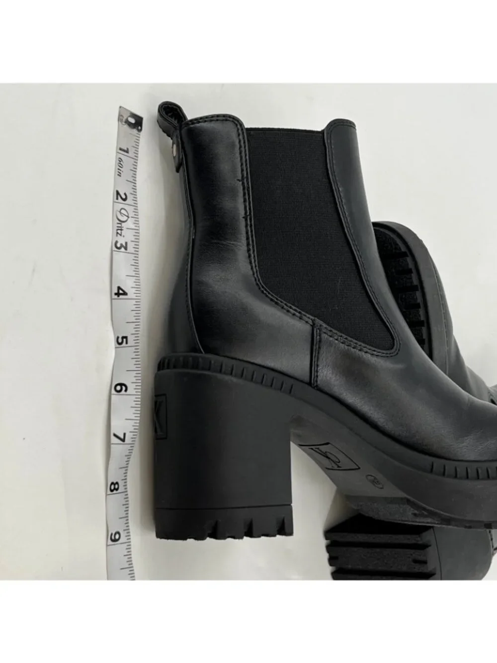 Calvin Klein Fayth 2 Ankle Boots Black Size 6M Faux Leather Buckle Lug Sole